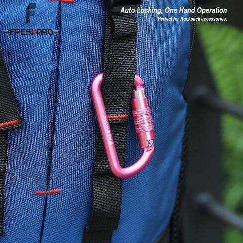 3inch 12kN-2698lbs Auto Locking Carabiner Clips, Solid D Shape, Heavy Duty 7075 Aluminum, Lightweight 1.09oz, Rust Proof, for Hammock, Hiking, Dog Leash, Keychain etc., Multi-Colors in Kuwait