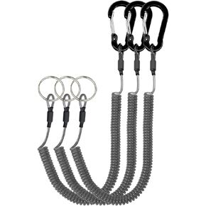 Lix&Rix Retractable Coiled Lanyards with Carabiner Clips | Waterproof, Rustproof, Black Blue Green Red Yellow Silver, 3pcs/6pcs in Kuwait