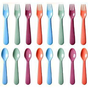 16Pcs Kids Plastic Spoons, Multicolor Toddler Utensils, Reusable Kids Silverware Set, BPA Free, Ideal Kids Cutlery Set for School Lunch, Camping, Travel, Party Favors, Dishwasher Safe in Saudi Arabia