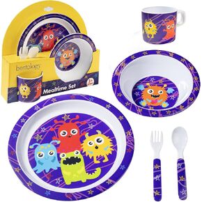 5 Pc Mealtime Feeding Set for Kids and Toddlers - Cupcake - Includes Plate, Bowl, Cup, Fork and Spoon Utensil Flatware - Durable, Dishwasher Safe, BPA Free
