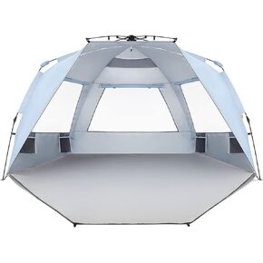 Easthills Outdoors Instant Shader Enhanced Deluxe XL Beach Tent Easy Set Up 4-6 Person Popup Sun Shelter 99" Wide for Family UPF 50+ Double Silver Coating with Extended Zippered Floor Pacific Blue in Saudi Arabia