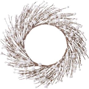 جيه فلورو اكليل توت ابيض مقاس 15 انش، اكليل كريسماس شتوي للباب الامامي، اكاليل توت لتزيين المنزل والكريسماس والشتاء in Kuwait