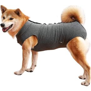 Dog Recovery Suit Abdominal Wound Puppy Surgical Clothes Post-Operative Vest Pet After Surgery Wear Substitute E-Collar & Cone (M, Grey) in Saudi Arabia