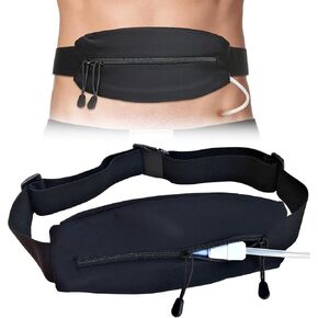 حزام غسيل الكلى البريتوني PD مجموعة نقل القسطرة حامل لأنبوب التغذية PEG G J لوازم أنبوب ملحقات تثبيت البطن مع حقيبة مزدوجة بسحاب للمرضى البالغين والنساء والرجال باللون الأسود in Kuwait