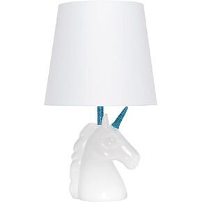 Simple Designs LT1078-WHT-LB 15.5" Sparking Glitter Unicorn Table Lamp for Kids Room, Nursery, Living Room, Bedroom, Playroom, Foyer, White with Gold Glitter, with Feit LED Bulb Included in Kuwait