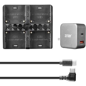 ZITAY 4-Channel USB C محطة شحن سريعة مع PD 65W طقم مهايئ شاحن سريع لسوني NP-F550، NP-F750، NP-F770، NP-F970 بطاريات in Kuwait