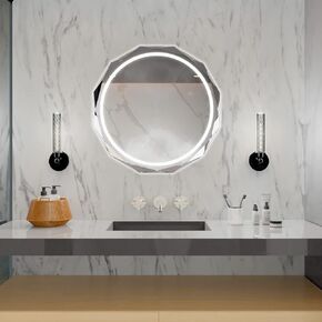 SNUGACE Single Beveled Edge Frameless Wall Mount Bathroom Vanity Mirror, 30" X 36" in Kuwait