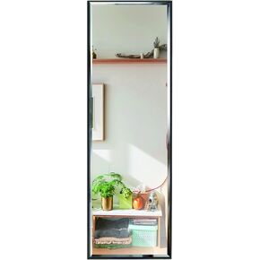 PETAFLOP 14x48 Inch Full Length Mirror Wall Mounted, Large Body Door Mirror with Rectangular Framed for Bedroom Bathroom Living Room Decor, Black