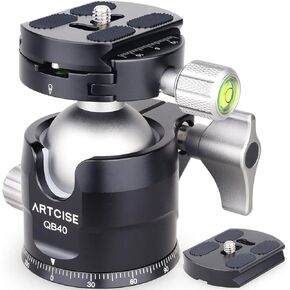 Low Profile Camera Tripod Head with 2 Arca Quick Release Plates 40mm Aluminium 360 Rotating Panoramic Ball Head Load 44lbs/20kg in Saudi Arabia