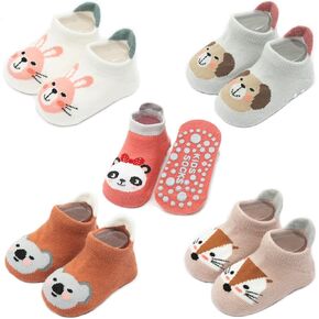 Exegawe Baby Socks with Grippers 5 Pairs Toddler Kids Cartoon Floor Ankle Non Slip Socks