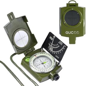 GUCOO Military Lensatic Compass for Hiking Survival Camping Hunting Gifts Army Waterproof Pocket Compass for Men Magnetic Map Metal Tactical Large Navigation Tritium Compass with Mirror