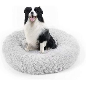 Dog Bed, Cat Calming Bed, Faux Fur Pillow Pet Donut Cuddler Round Plush Bed for Large Medium Small Dogs and Cats in Kuwait