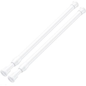 ZipGlo 2pcs قضيب التوتر القصير 12 إلى 20 بوصة، قضيب التوتر الأسود قضيب الربيع لا يوجد توتر الحفر قضيب الستارة قابل للتعديل قضيب الستارة التوتر الربيع لنافذة صغيرة، خزانة، خزانة، المدخل