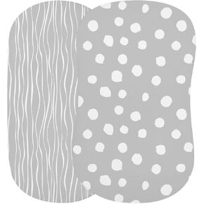 Bassinet Sheet Set 2 Pack - Baby Bassinet Sheets with 100% Jersey Cotton - Bassinet Sheets for Baby Girl and Boy, Newborn Essentials (Grey Chevron and Polka Dot) in Saudi Arabia