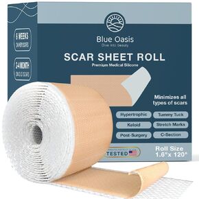Silicone Scar Sheets Tape, Strips for Scars, C-Section, Tummy Tuck, Keloid Scar Treatment, As Post Surgical Cream, Gel, Scar Patches, Surgery Scar Removal, Silicone Scar Tape for Surgical Scars 6 Pack