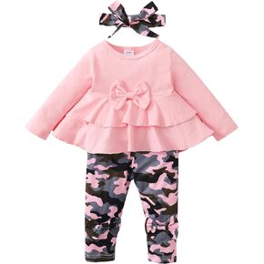 XUANHAO Baby Girl Clothes Infant Toddler Girl Clothes Fall Winter Outfits Long Sleeve Ruffle Tops Girls Pants Sets 3-24M in Saudi Arabia