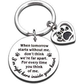 Pet Memorial Gifts Loss of Dog Cat Puppy Pet Sympathy Gifts for Men Women Pet Owner Lover Friends When Tomorrow Stars without Me Dog Cat Rememberance Keychain Rainbow Bridge Pet Paw Print Presents