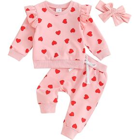 Baby Girl Fall Winter Clothes Long Sleeve Sweatshirt+Pants Sweatsuit 0-4T | Crew neck Sweatshirt Set,long Sleeve Color Block Outfits,Toddler Baby Cute Clothes in Kuwait