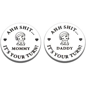 Funny Baby Gift New Dad Mom Decision Coin Gifts for Dad Mom to be, Pregnancy Gifts for First Time Moms Dads Daddy Mummy, Baby Shower Announcement, New Parents Gifts for Fathers Day, Double-Sided in Saudi Arabia