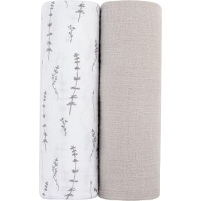 Ely's & Co. Muslin Swaddle Blankets 2-Pack for Baby Boy, 100% Cotton Muslin Extra Large Swaddle Receiving Blankets, 47"x47" (Blue Dragonflies + Stripes) in Kuwait