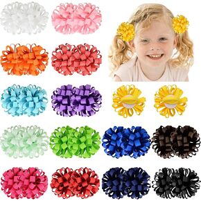 Yxiang 30 قطعة مشبك شعر للفتيات الصغيرات، شريط على شكل زهرة، مشابك شعر، مشبك مع زهور 2 بوصة لإكسسوارات شعر الفتيات الصغيرات in Kuwait