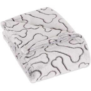 Bone Dry Embossed Bone Print Pet Blanket, 36x48", Gray