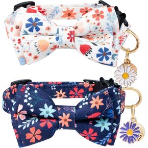 PREHAI Breakaway Cat Collar with Cute Bow Tie Bell 2Pack Lemon Strawberry Cat Collar for Male Female Soft Cotton Kitty Kitten Collar Cute Cat Collar Ideal for Girl Cats Boy Male Cats in Kuwait