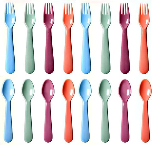 16Pcs Kids Plastic Spoons, Multicolor Toddler Utensils, Reusable Kids Silverware Set, BPA Free, Ideal Kids Cutlery Set for School Lunch, Camping, Travel, Party Favors, Dishwasher Safe in Saudi Arabia