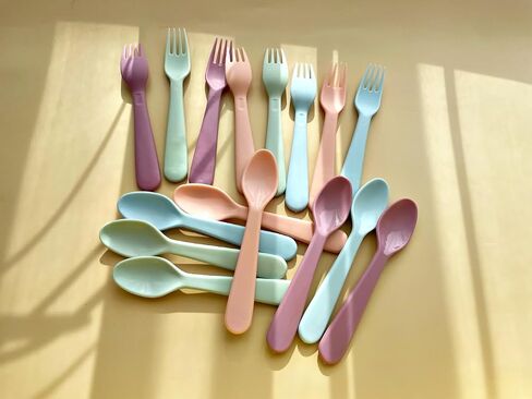 16Pcs Kids Plastic Spoons, Multicolor Toddler Utensils, Reusable Kids Silverware Set, BPA Free, Ideal Kids Cutlery Set for School Lunch, Camping, Travel, Party Favors, Dishwasher Safe in Saudi Arabia