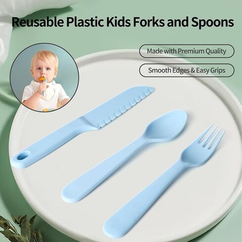 16Pcs Kids Plastic Spoons, Multicolor Toddler Utensils, Reusable Kids Silverware Set, BPA Free, Ideal Kids Cutlery Set for School Lunch, Camping, Travel, Party Favors, Dishwasher Safe in Saudi Arabia