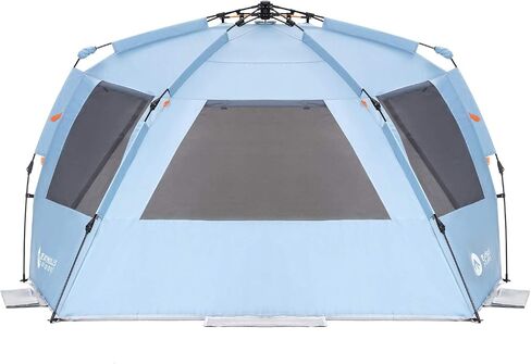 Easthills Outdoors Instant Shader Enhanced Deluxe XL Beach Tent Easy Set Up 4-6 Person Popup Sun Shelter 99" Wide for Family UPF 50+ Double Silver Coating with Extended Zippered Floor Pacific Blue in Kuwait