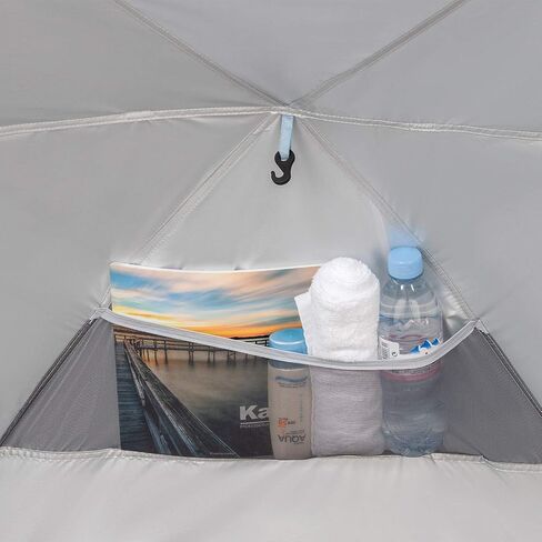 Easthills Outdoors Instant Shader Enhanced Deluxe XL Beach Tent Easy Set Up 4-6 Person Popup Sun Shelter 99" Wide for Family UPF 50+ Double Silver Coating with Extended Zippered Floor Pacific Blue in Kuwait