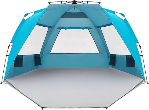 Easthills Outdoors Instant Shader Dark Shelter XL Beach Tent 99" Wide for 4-6 Person Sun Shelter UPF 50+ with Extended Zippered Porch Pacific Blue in Saudi Arabia