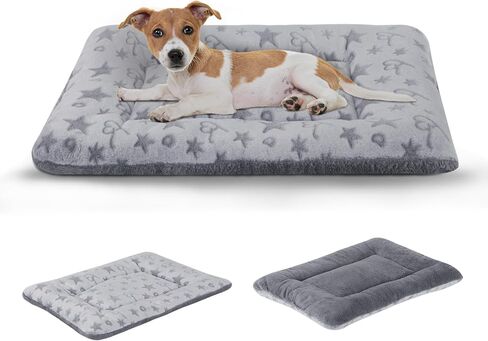 IEUUMLER Dog Bed Mat, Soft Warm Puppy Crate Mattress with Anti-Slip Bottom, Washable Crate Kitten Sleeping Beds for Dogs Cats FC018 (Grey Leopard Print, XL) in Kuwait