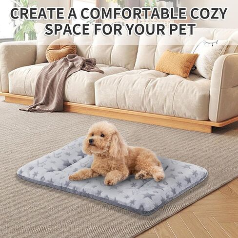 IEUUMLER Dog Bed Mat, Soft Warm Puppy Crate Mattress with Anti-Slip Bottom, Washable Crate Kitten Sleeping Beds for Dogs Cats FC018 (Grey Leopard Print, XL) in Kuwait