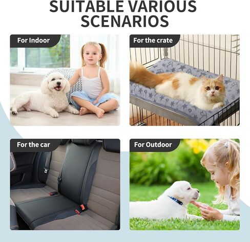 IEUUMLER Dog Bed Mat, Soft Warm Puppy Crate Mattress with Anti-Slip Bottom, Washable Crate Kitten Sleeping Beds for Dogs Cats FC018 (Grey Leopard Print, XL) in Kuwait