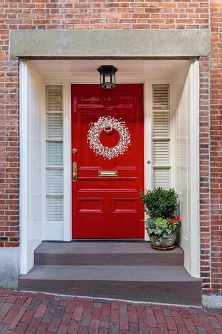 جيه فلورو اكليل توت ابيض مقاس 15 انش، اكليل كريسماس شتوي للباب الامامي، اكاليل توت لتزيين المنزل والكريسماس والشتاء in Kuwait