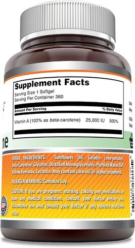 Amazing Formulas Beta-Carotene Dietary Supplement 25000 IU 360 Softgels - Supports Healthy Eyes - Promotes Overall Wellbeing (Non-GMO, Gluten-Free) in Saudi Arabia