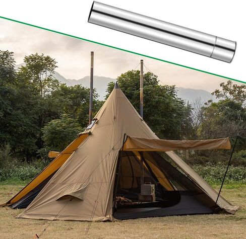 Wood Stove Pipe 5pcs/set Camping Stovepipe 15.7in x 2.36in Stainless Steel in Saudi Arabia
