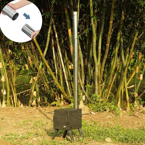 Wood Stove Pipe 5pcs/set Camping Stovepipe 15.7in x 2.36in Stainless Steel in Saudi Arabia