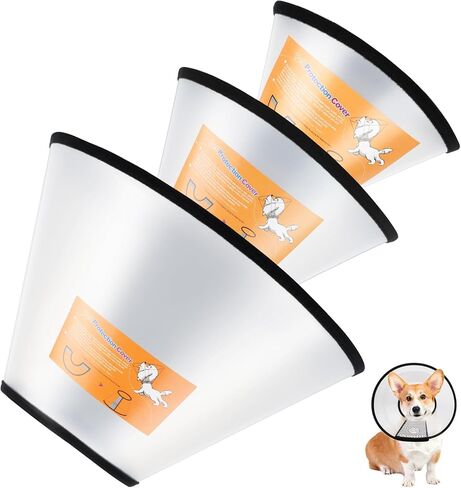 3 PCS Dog Cone Collar, Soft Pet Recovery Collars for Dogs and Cats Surgery, Adjustable Plastic Dog Neck Cone Stop Licking Wound, Elizabeth E-Collar Prevent Biting(3 PCS) in Kuwait