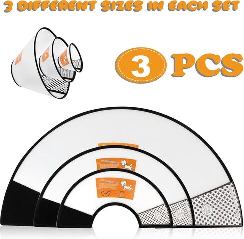 3 PCS Dog Cone Collar, Soft Pet Recovery Collars for Dogs and Cats Surgery, Adjustable Plastic Dog Neck Cone Stop Licking Wound, Elizabeth E-Collar Prevent Biting(3 PCS) in Kuwait