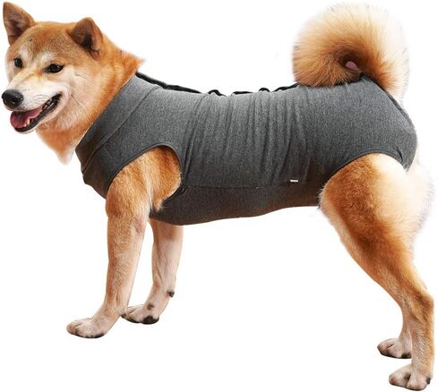 Dog Recovery Suit Abdominal Wound Puppy Surgical Clothes Post-Operative Vest Pet After Surgery Wear Substitute E-Collar & Cone (M, Grey) in Saudi Arabia