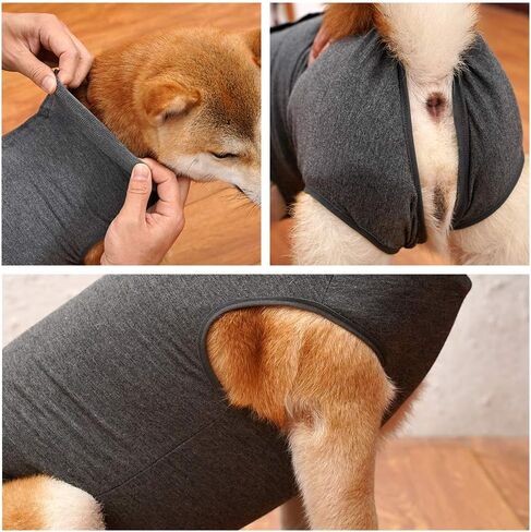 Dog Recovery Suit Abdominal Wound Puppy Surgical Clothes Post-Operative Vest Pet After Surgery Wear Substitute E-Collar & Cone (M, Grey) in Saudi Arabia