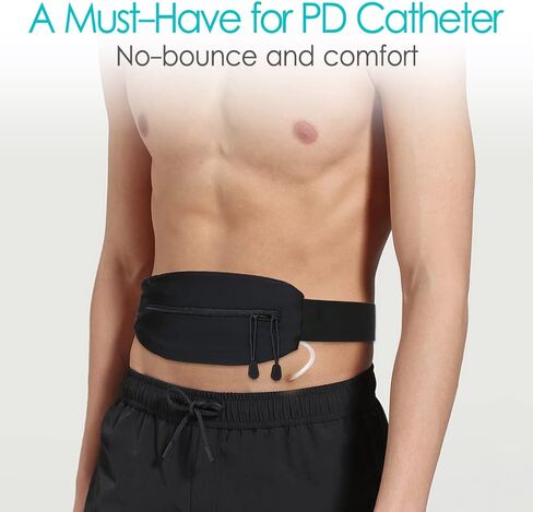 حزام غسيل الكلى البريتوني PD مجموعة نقل القسطرة حامل لأنبوب التغذية PEG G J لوازم أنبوب ملحقات تثبيت البطن مع حقيبة مزدوجة بسحاب للمرضى البالغين والنساء والرجال باللون الأسود in Kuwait