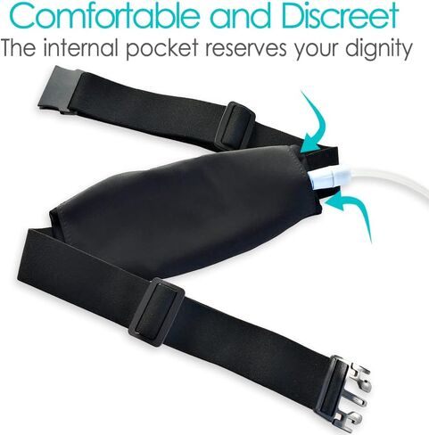 حزام غسيل الكلى البريتوني PD مجموعة نقل القسطرة حامل لأنبوب التغذية PEG G J لوازم أنبوب ملحقات تثبيت البطن مع حقيبة مزدوجة بسحاب للمرضى البالغين والنساء والرجال باللون الأسود in Kuwait