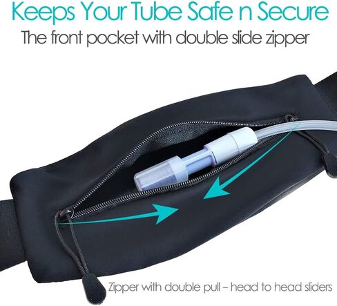 حزام غسيل الكلى البريتوني PD مجموعة نقل القسطرة حامل لأنبوب التغذية PEG G J لوازم أنبوب ملحقات تثبيت البطن مع حقيبة مزدوجة بسحاب للمرضى البالغين والنساء والرجال باللون الأسود in Kuwait