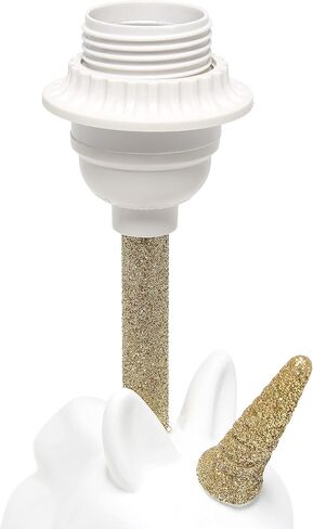 Simple Designs LT1078-WHT-LB 15.5" Sparking Glitter Unicorn Table Lamp for Kids Room, Nursery, Living Room, Bedroom, Playroom, Foyer, White with Gold Glitter, with Feit LED Bulb Included in Saudi Arabia