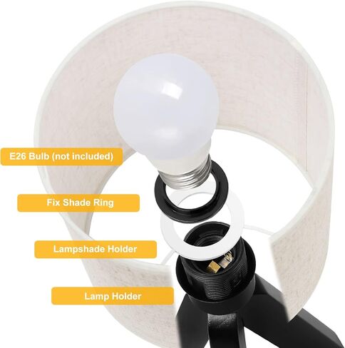 مصباح طاولة صغير لطيف بجانب السرير، مصباح طاولة خشبي ثلاثي القوائم للحضانة، غرفة الأطفال، غرفة النوم، غرفة المعيشة، هدية للأولاد والبنات، قاعدة سوداء (ظل أبيض) in Kuwait