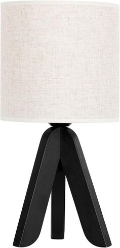 مصباح طاولة صغير لطيف بجانب السرير، مصباح طاولة خشبي ثلاثي القوائم للحضانة، غرفة الأطفال، غرفة النوم، غرفة المعيشة، هدية للأولاد والبنات، قاعدة سوداء (ظل أبيض) in Kuwait